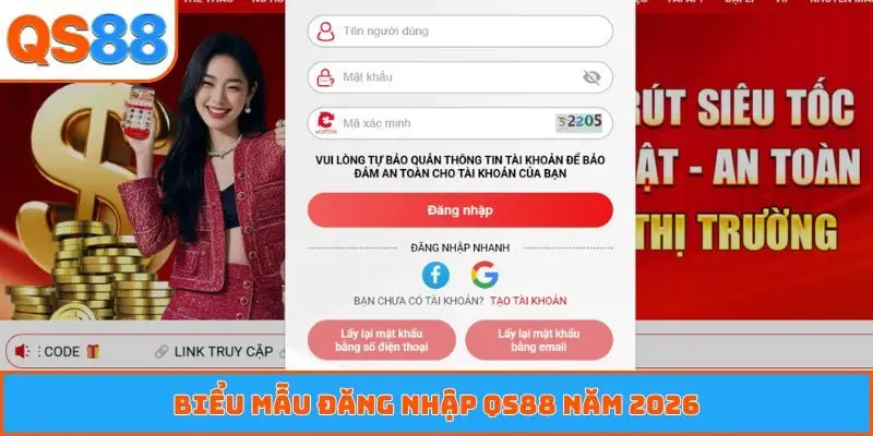Biểu mẫu đăng nhập QS88 năm 2026