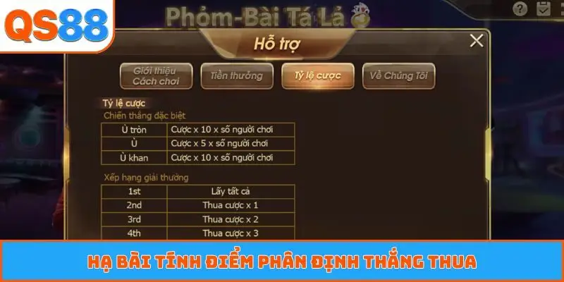 Hạ bài tính điểm phân định thắng thua