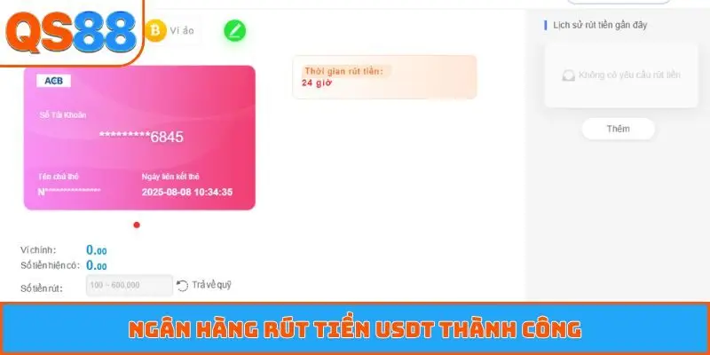 Ngân hàng rút tiền USDT thành công