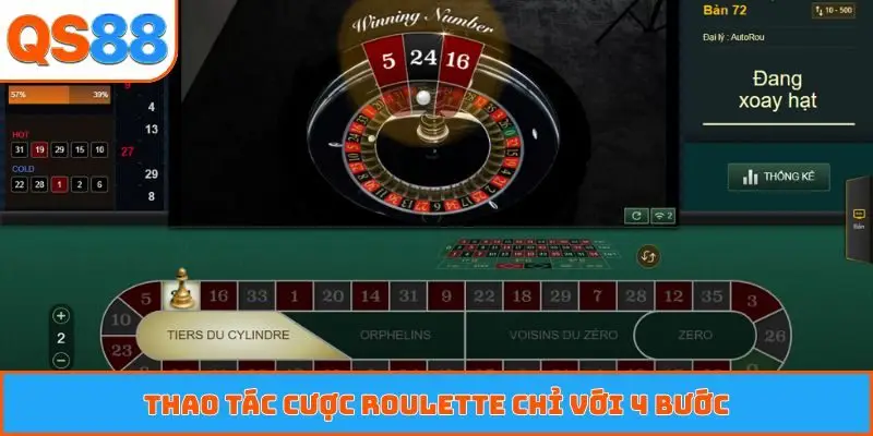 Thao tác cược roulette chỉ với 4 bước