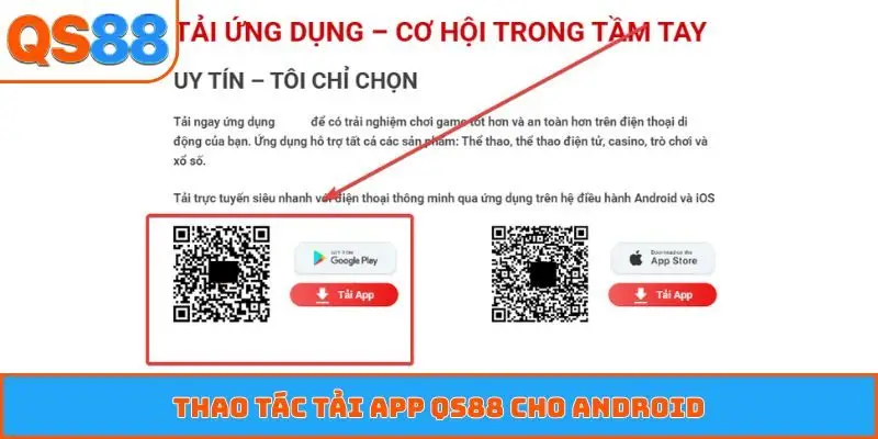 Thao tác tải app QS88 cho Android