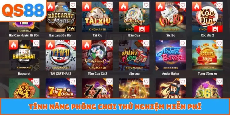 Tính năng phòng chơi thử nghiệm miễn phí