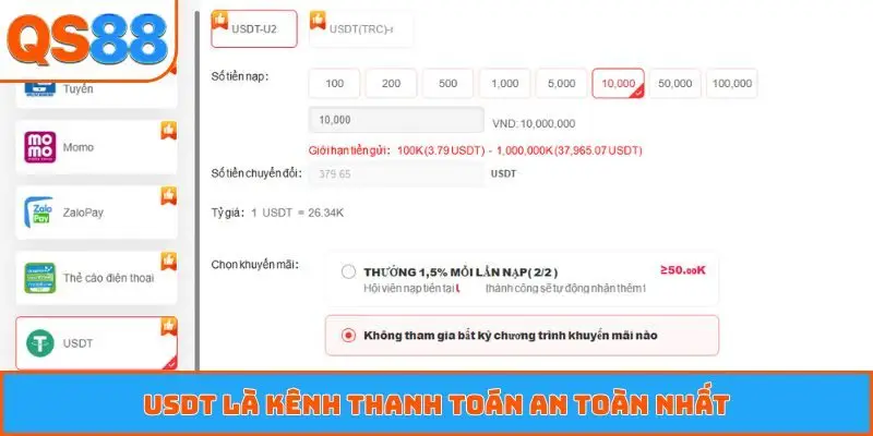 USDT là kênh thanh toán an toàn nhất